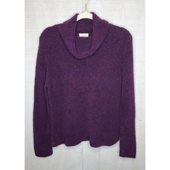 Laura Ashley Sweaters - Vtg Laura Ashley Sz Large Pullover Wool Fuzzy Soft Purple Cowl Neck Sweater
